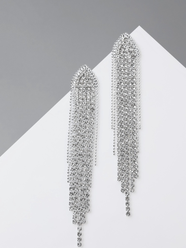 Серьги висячие со стразами &laquo;Вечное сияние&raquo; медуза, цвет белый в серебре