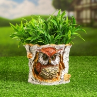 Фигурное кашпо "Филин в березовом дупле" 12х15см