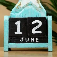 Календарь настольный "Морская звезда" дерево 11х5х16 см, цв. золотисто-бирюзовый