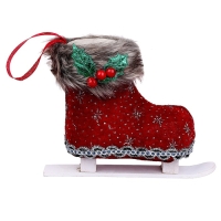 Конфетница &laquo;Сапожок&raquo;, на лыже, цвет бордовый