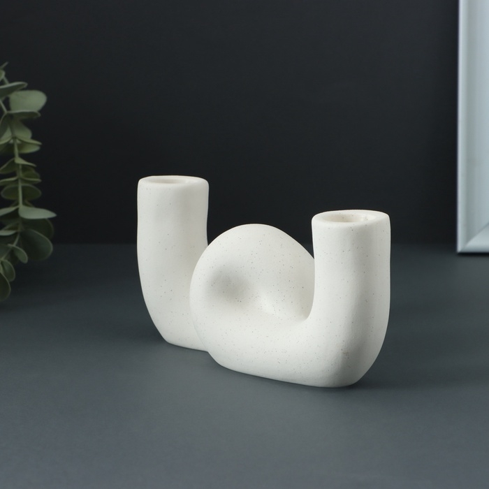 Подсвечник "Узел" белый, 17х3,5х8,5см