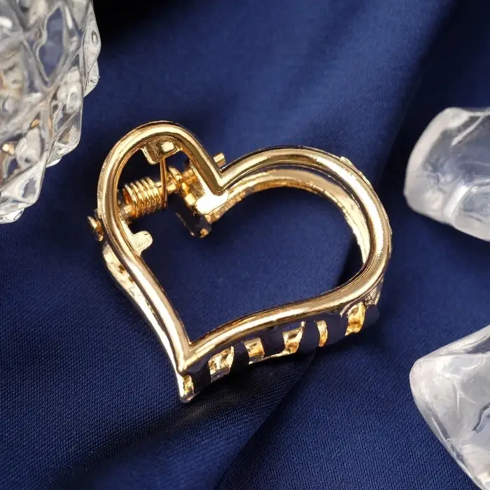 Крабик для волос &laquo;Маргарита&raquo;, сердце, 2.5 см, золото