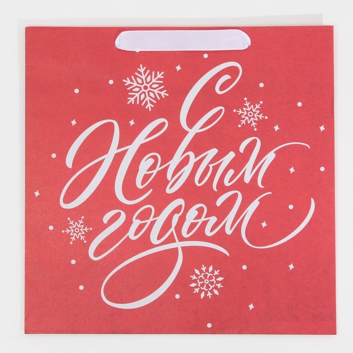 Пакет подарочный новогодний крафтовый квадратный &laquo;Новогодний&raquo;, 30 х 30 х 12 см