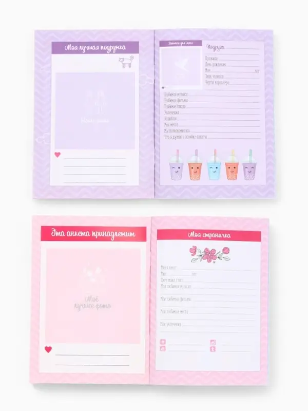 Анкета для девочек А6, 16 листов "Анкета для секретиков"