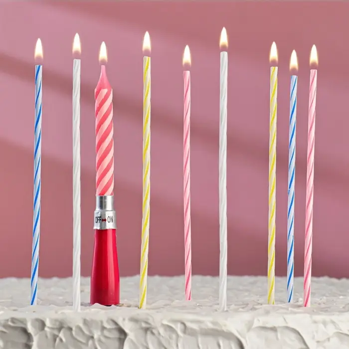 Свечи для торта, коктейльные 8 шт., 1 музыкальная
