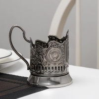 Подстаканник «Олимпийский мишка», 2 герба, d=72 мм, никелированный, с чернением Подстаканник «Олимпийский мишка», 2 герба, d=72 мм, никелированный, с чернением