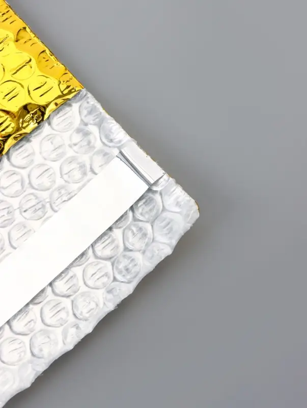 Пакет из ВПП c клапаном и клеевым слоем, золотой 11&times;16 + 5 см