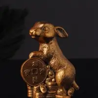 Набор "Кролик фен-шуй с подсвечником", 12х20 см, бронза