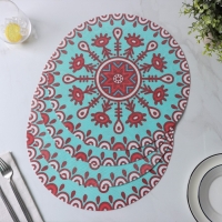 Салфетки сервировочные на стол Доляна &laquo;Колли&raquo;, 4 шт, d=38 см, цвет бирюзовый