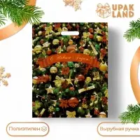 Пакет подарочный &laquo;Новогодние игрушки&raquo;, полиэтиленовый с вырубной ручкой, 38&times;47 см, 60 мкм