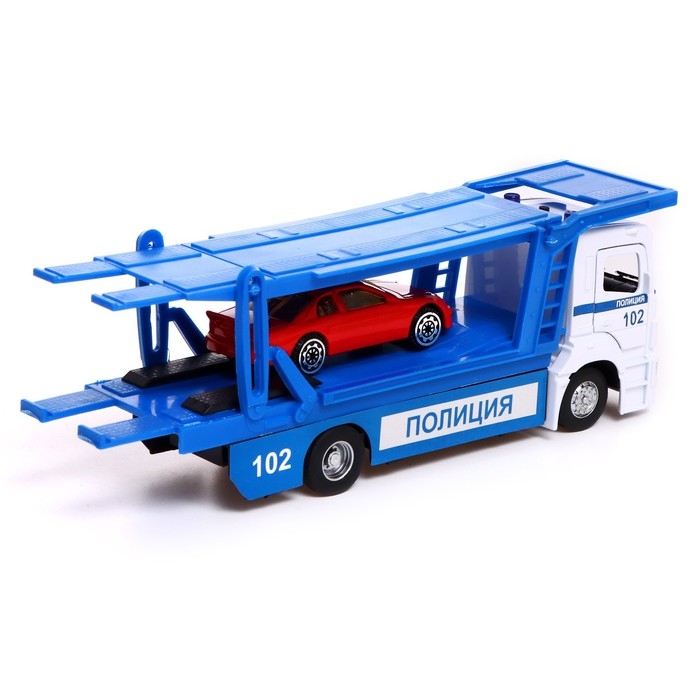 Машина металлическая KAMAZ &laquo;Автовоз полиция&raquo;, 20см, подвижные детали, свет, звук