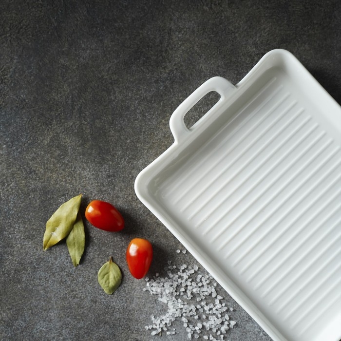 Блюдо фарфоровое для запекания Magistro &laquo;Гриль Бланш&raquo;, 600 мл, 25,3&times;17,8&times;3 см, цвет белый