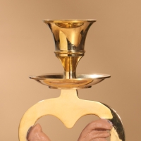 Подсвечник на 1 свечу "Петушок в сердце" латунь, коричневый с золотом 7х8х16,5 см