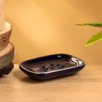 Мыльница "Цветок" керамика, цв. синий, 12х8х2 см