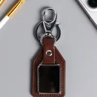 Брелок под нанесение кожзам, металл "Бейдж" размер окна 3,2х2,5 см, коричневый 11х4х0,7 см   1090438