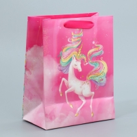 Пакет подарочный ламинированный, упаковка, &laquo;Единорог&raquo;, MS 18 х 23 х 10 см