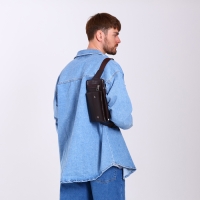 Сумка поясная на молнии, 2 наружных кармана, цвет коричневый Сумка поясная на молнии, 2 наружных кармана, цвет коричневый