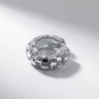 Серьги &laquo;Каффы&raquo; бублик, крупные стразы, белые в серебре