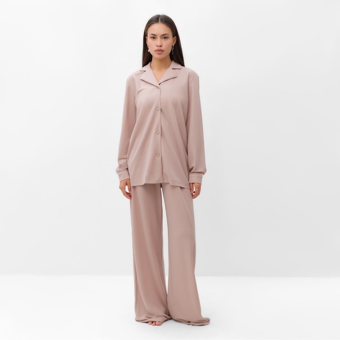 Комплект женский (рубашка, брюки, топ) KAFTAN Комплект женский (рубашка, брюки, топ) KAFTAN "Base" р. 44, пудровый