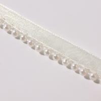 Лента декоративная с бусинами, 12 мм, 4,5 &plusmn; 0,5 м, цвет слоновая кость №08