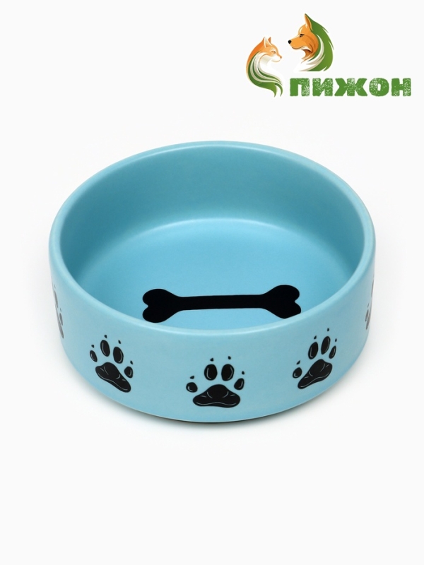 Миска керамическая матовая "Лапки" 180 мл, 10,5 х 4 см, голубая