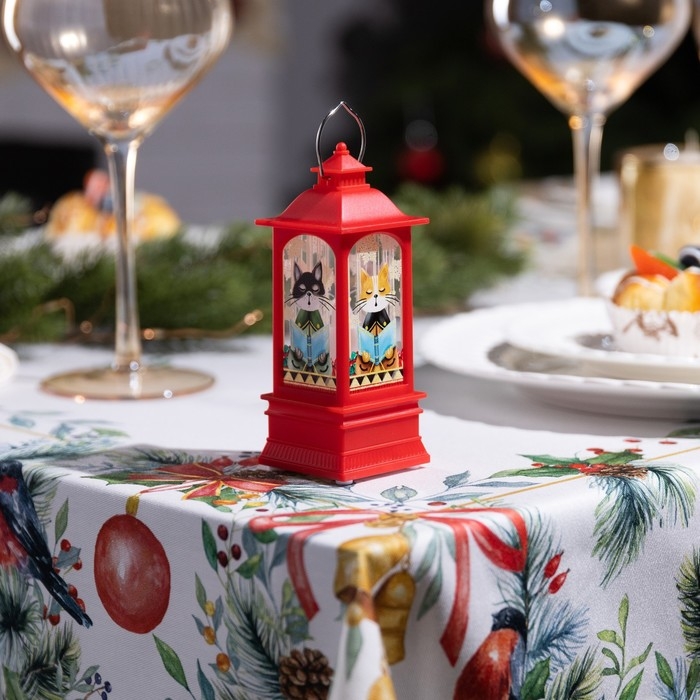 Светодиодная фигура &laquo;Красный фонарь с котиками&raquo; 5 &times; 12 &times; 5 см, пластик, батарейки AG13х3 (в комплекте), свечение тёплое белое