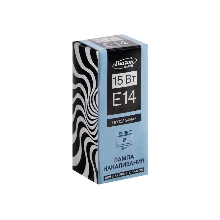 Лампа накаливания, 15 Вт, E14, 220 В, для духовых шкафов, 300&deg;С, прозрачная
