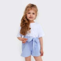 Шорты для девочки с поясом KAFTAN, размер 32 (110-116), цвет голубой Шорты для девочки с поясом KAFTAN, размер 32 (110-116), цвет голубой