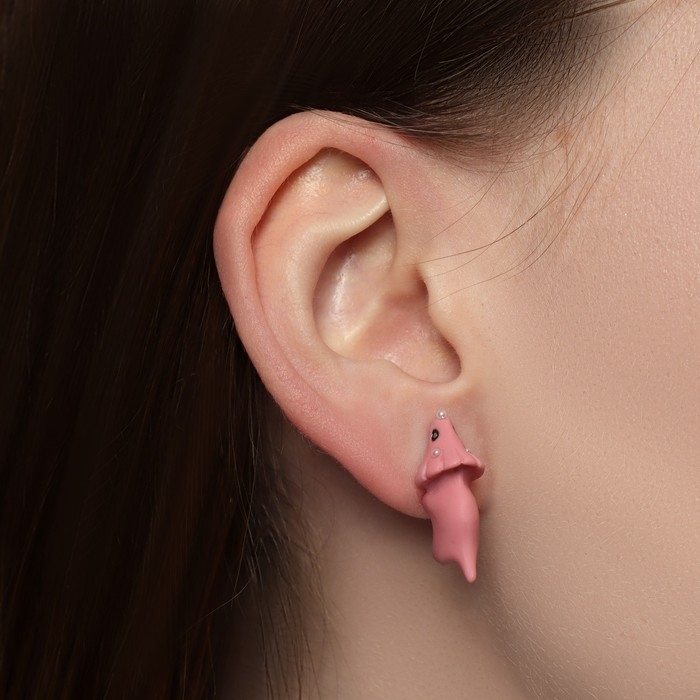 Серьги из полимерной глины &laquo;Динозавр&raquo;, цвет розовый