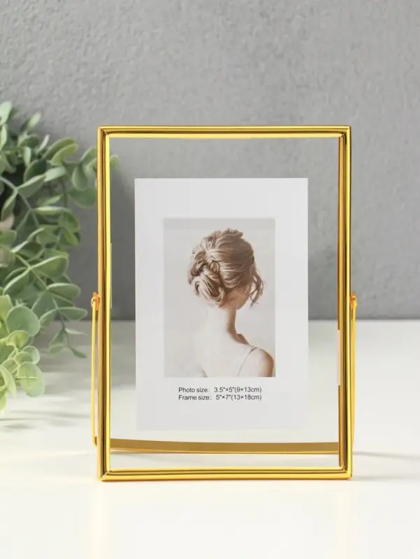 Фоторамка металл на 1 фото 13х18 см "Лофт" золото гальваника 1,2х14х18,8 см