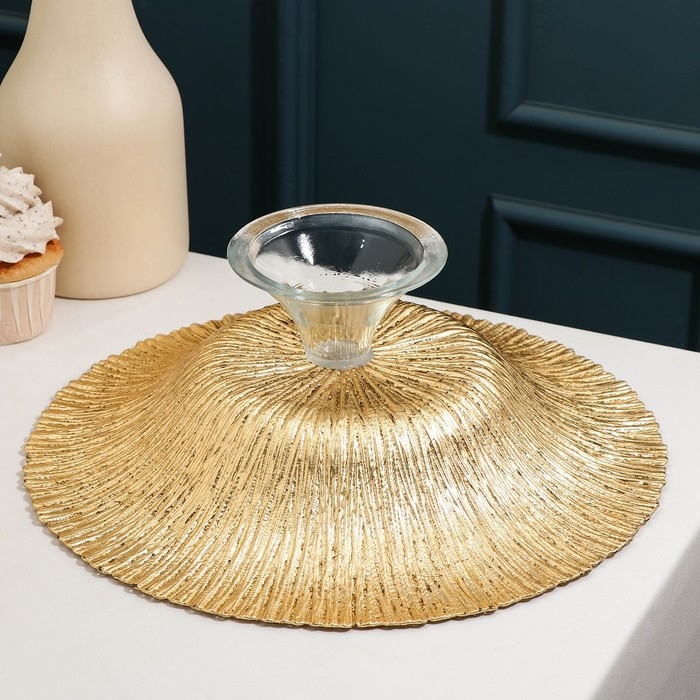 Блюдо сервировочное на ножке &laquo;Лунное сияние&raquo;, d=30 см, цвет золотой