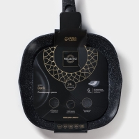 Сковорода гриль квадратная Magistro Dark, 24&times;24 см, ручка съёмная soft-touch, антипригарное покрытие, индукция, цвет чёрный