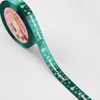 Новый год! Лента атласная «С Новым годом», 15 мм, 23 ± 1 м, цвет зелёный №56 Новый год! Лента атласная «С Новым годом», 15 мм, 23 ± 1 м, цвет зелёный №56