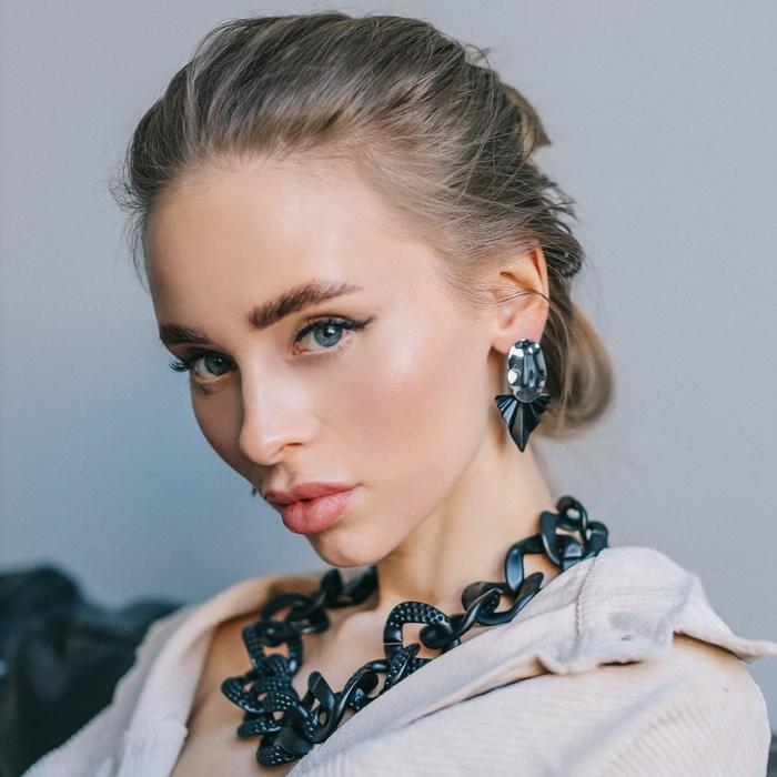 Серьги металл &laquo;Тренд&raquo; овал и треугольник, цвет чёрный в глянцевом серебре