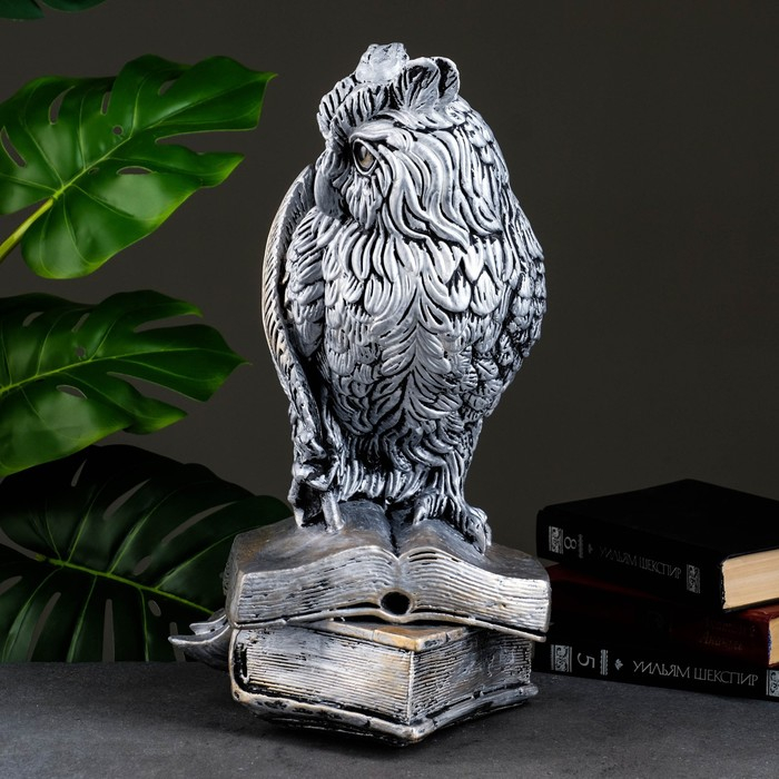 Копилка "Сова с пером" серебро, 45см