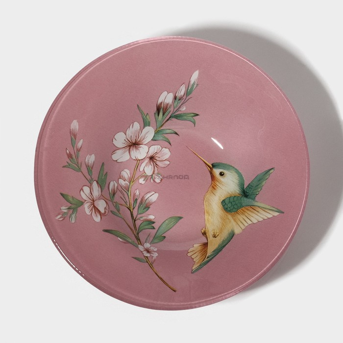 Набор тарелок стеклянных Доляна &laquo;Колибри&raquo;, 19 предметов: 6 десертных тарелок, 6 обеденных тарелок, 6 мисок, салатник