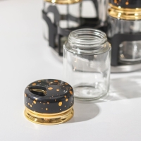 Набор для специй из стекла на подставке Magistro &laquo;Чёрный мрамор&raquo;, 6 шт, цвет чёрный