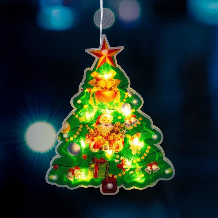 Светодиодная фигура на присоске «Ёлка» 16 × 20 см, пластик, батарейки АААх3 (не в комплекте), свечение тёплое белое Светодиодная фигура на присоске «Ёлка» 16 × 20 см, пластик, батарейки АААх3 (не в комплекте), свечение тёплое белое