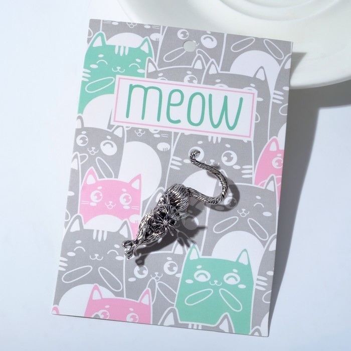 Брошь «Кошка грациозная», цвет зелёный в чернёном серебре Брошь «Кошка грациозная», цвет зелёный в чернёном серебре