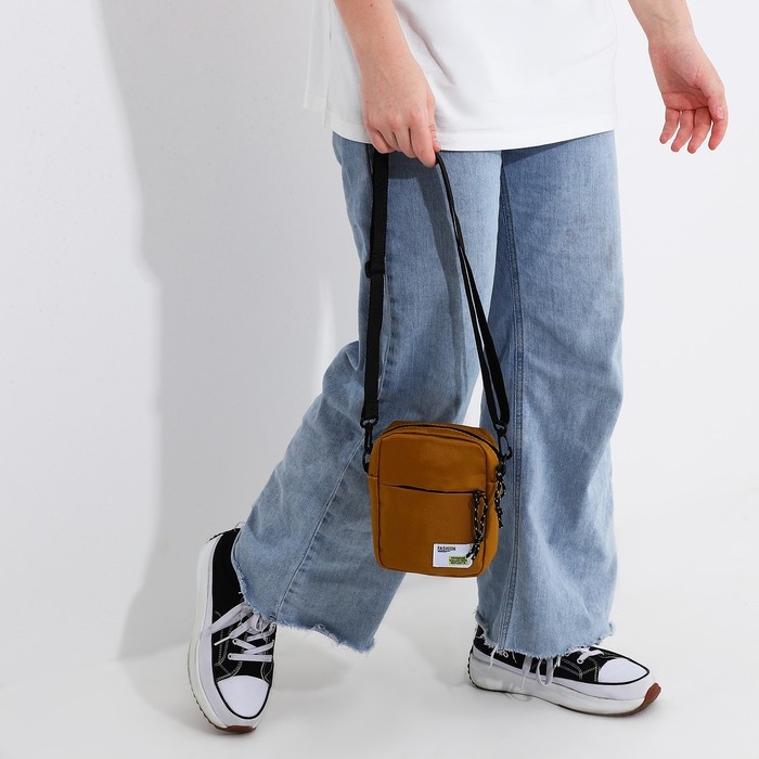 Сумка молодёжная на молнии, наружный карман, цвет горчичный Сумка молодёжная на молнии, наружный карман, цвет горчичный