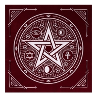 Скатерть для гадания бархатная на Хэллоуин &laquo;Пентаграмма&raquo;, 50х50 см, бордовая, 16+