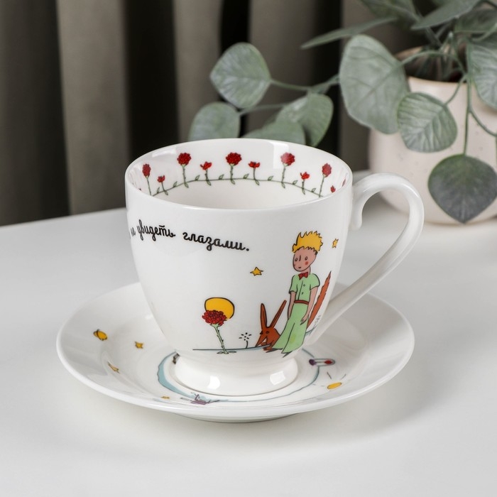 Чайная пара фарфоровая «Маленький принц», 440 мл, блюдце d=16 см Чайная пара фарфоровая «Маленький принц», 440 мл, блюдце d=16 см