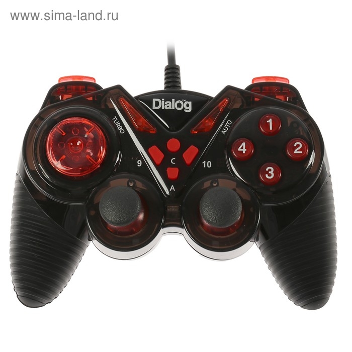 Геймпад Dialog Action GP-A13, проводной, вибрация, для PC, PS2/3, USB, черно-красный