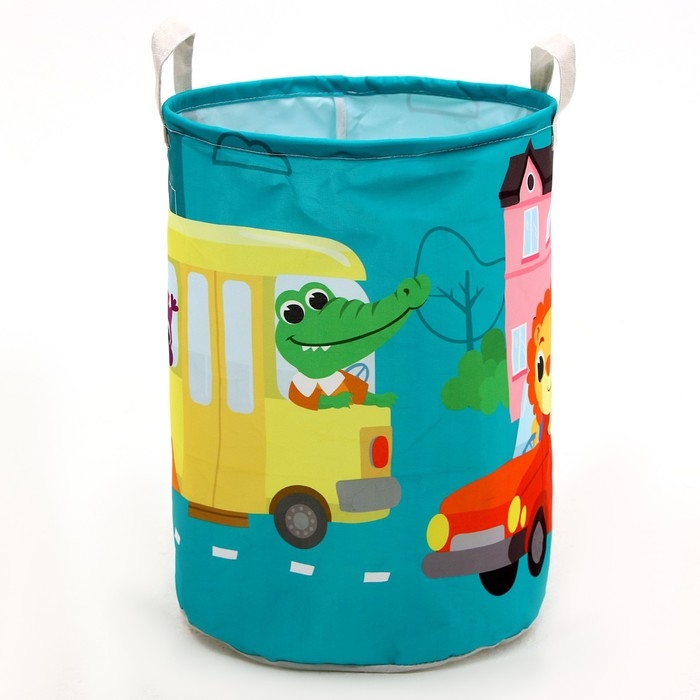 Корзина для хранения игрушек &laquo;Зверята&raquo;, 50 х 40 см, синяя