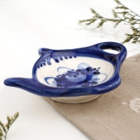 Подставка под чайные пакетики, гжель, фарфор, 10х7 см Подставка под чайные пакетики, гжель, фарфор, 10х7 см