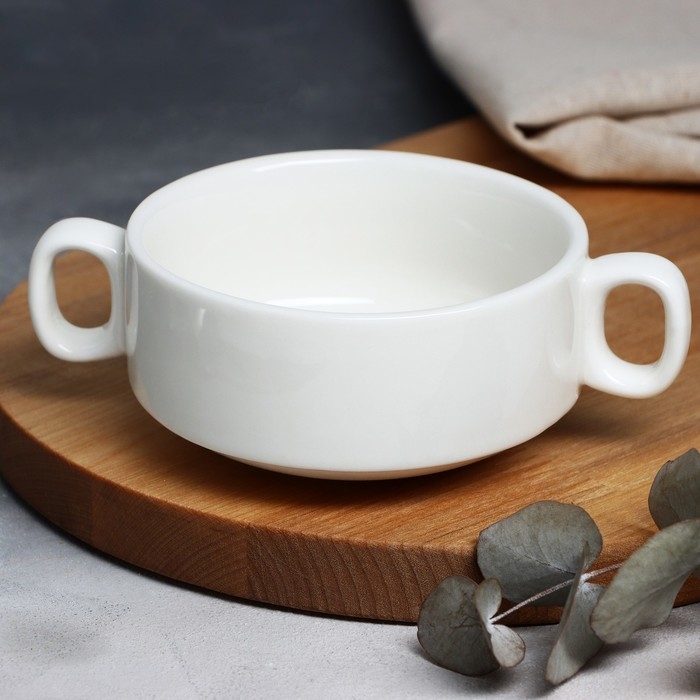 Супница с ручками керамическая &laquo;Овощи&raquo;, 10.5 х 5 см, 220 мл, цвет белый