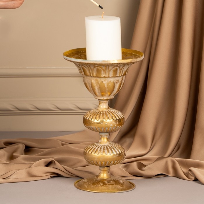 Подсвечник металл «Ярусы» для одной свечи 16 х 16 х 25 см Подсвечник металл «Ярусы» для одной свечи 16 х 16 х 25 см