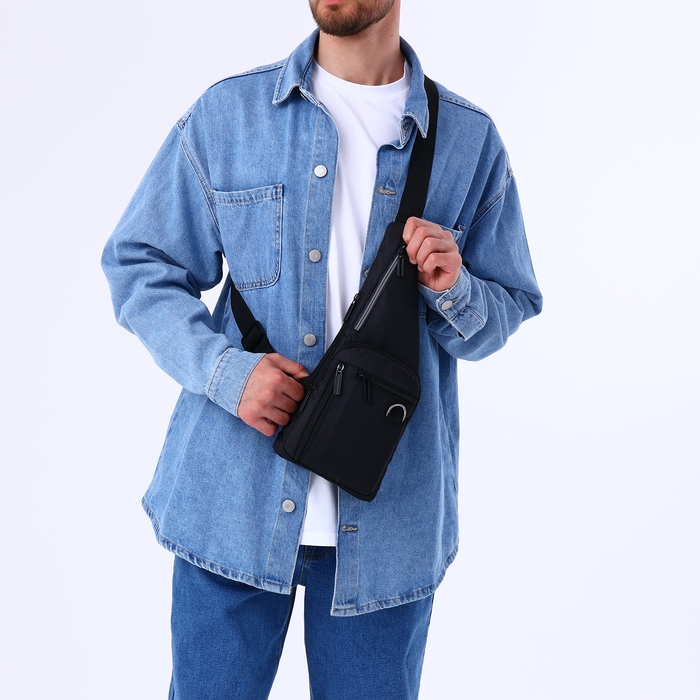 Сумка-слинг мужская из текстиля, цвет чёрный