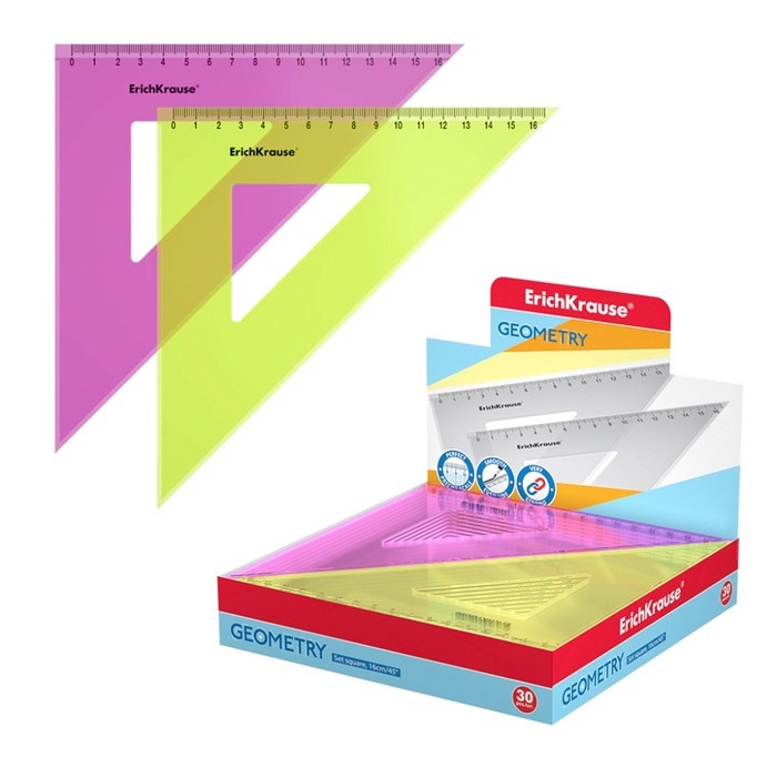 Треугольник 16 см ErichKrause "Neon", 45&deg;, микс