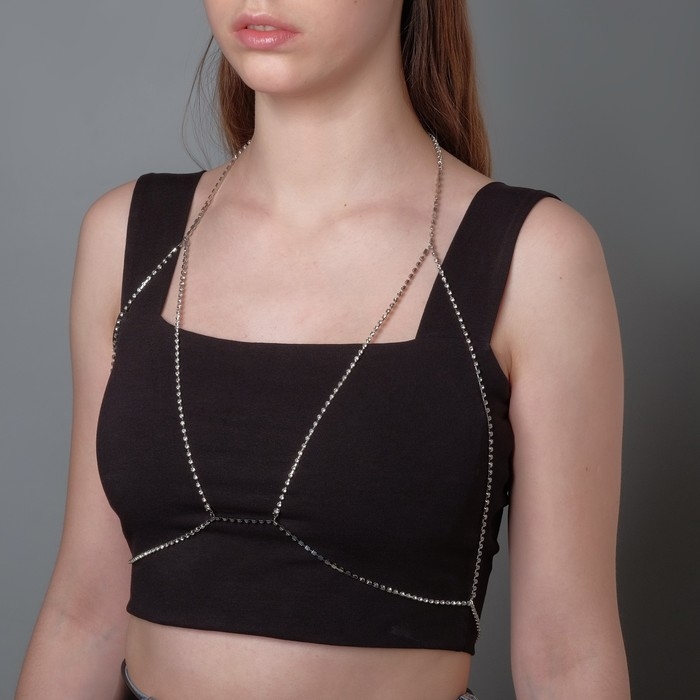 Портупея &laquo;Бикини&raquo; нить, цвет белый в серебре